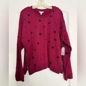 Time and Tru Maroon Star Sweatshirt